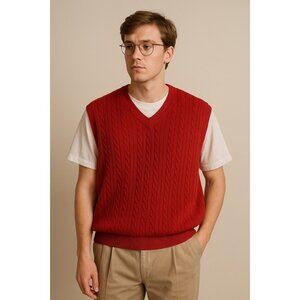 Tommy Hilfiger Golf Red Cable Knit Sweater Vest XL – Grandpa Core, Preppy Vintag